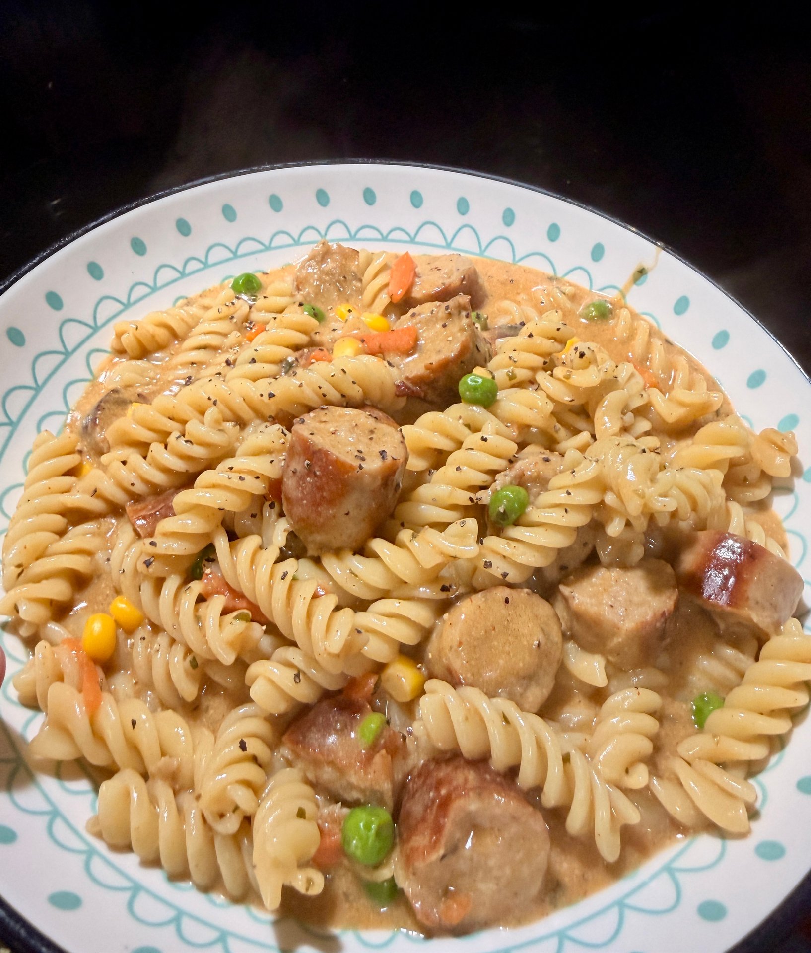 Creamy Coconut Cumberland Sausage & Fusilli Pasta